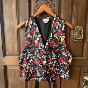 VINTAGE Warner Bros Looney Tunes silk vest red black yellow 90s cartoons